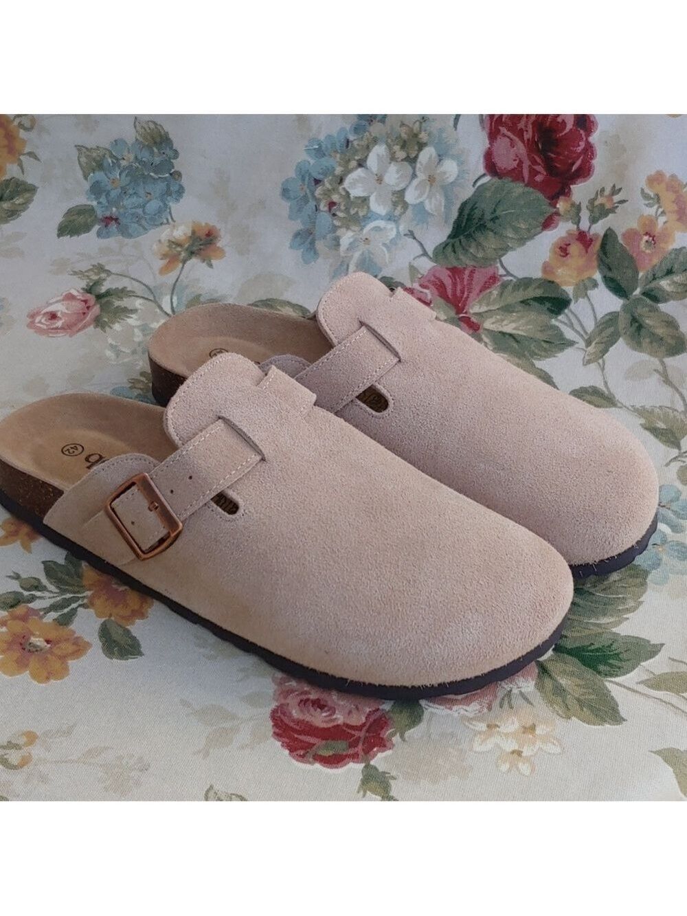 Qomfort Suede Tan Leather Clogs Slip-On Shoes Women's size US 10 Euro 42 NWOT - Picture 13 of 17